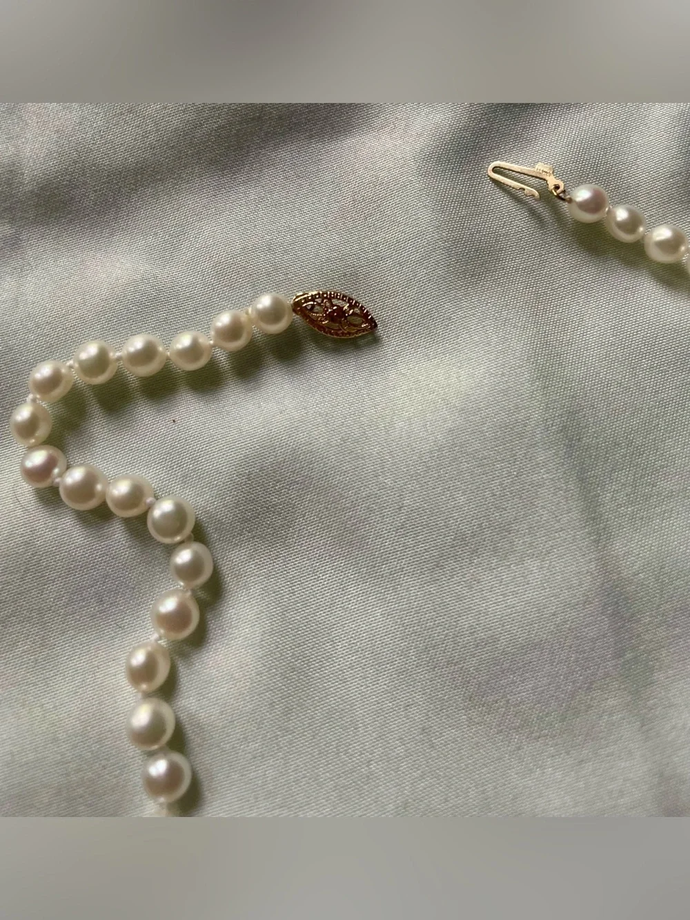 Vintage 10k Cultured Pearl Necklace - Picture 4 of 13